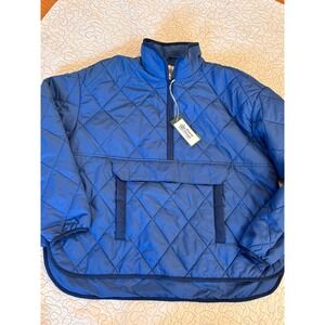 Alpine Design Womens Quilted Anorak Mountain Lake Blue Pullover Medium